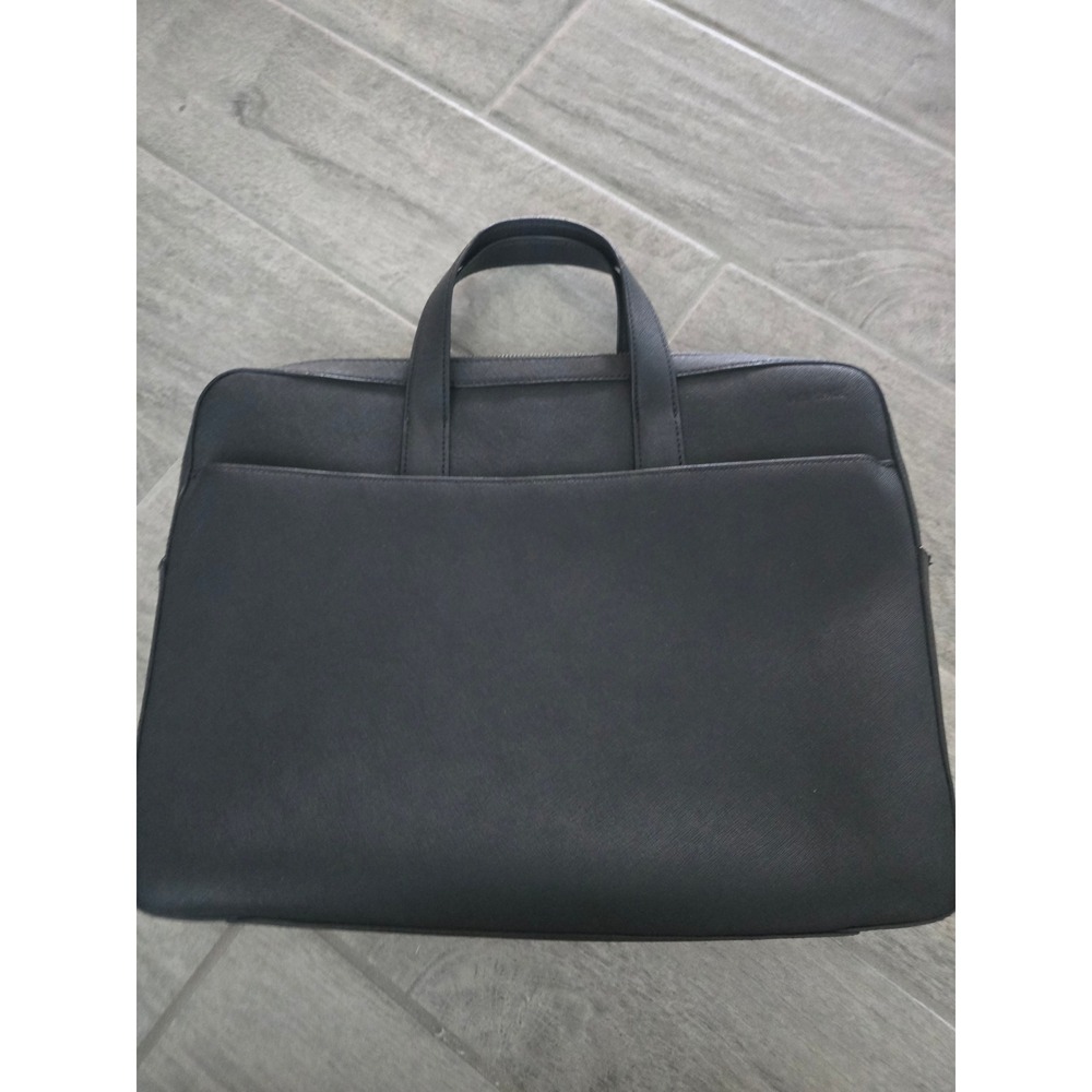 Jack Spade Mens Black Saffiano Leather Slim Briefcase Laptop Bag